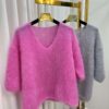 Sweter kid moher premium róż - obrazek 2